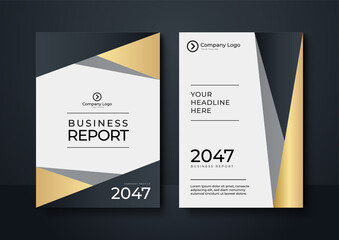 Modern elegant luxury black gold brochure design template vector. Flyers report business magazine poster.  Cover design template corporate business annual report brochure poster company profile