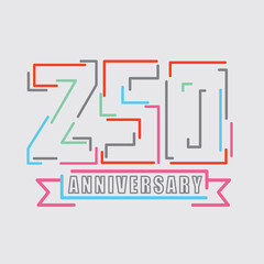 250th Years Anniversary Logo Birthday Celebration Abstract Design Vector Illustration.
