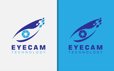 Digital Eye and Cam Lens Combination, Modern Logo Design.