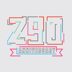 290th Years Anniversary Logo Birthday Celebration Abstract Design Vector Illustration.