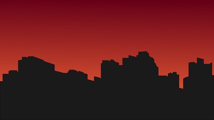 city skyline at sunset
