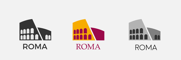 Coliseum, Rome. Italian symbol. Set of abstract vector logo - 451556676