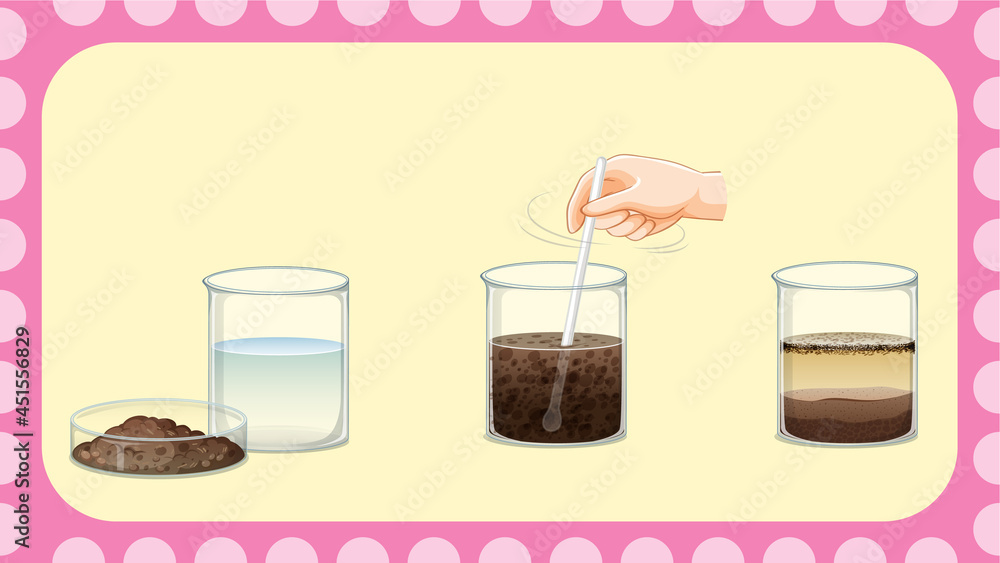 Wall mural dissolving science experiment with soil in water