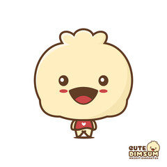cute dimsum mascot, steamed bun cartoon illustration
