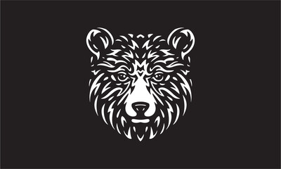 bear logo on black background - obrazy, fototapety, plakaty