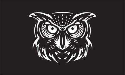 owl logo on black background
