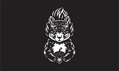 squirrel logo on black background