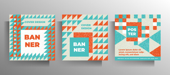 Naklejka na ściany i meble Geometric print cover design. Set of bright vector templates.