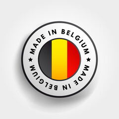 Made in Belgium text emblem badge, concept background