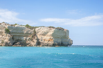 Fototapeta na wymiar white cliffs and coastal caves of Italian adriatic coast by Mulino d'Acqua Beach