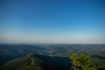 Panorama of the Carpathian mountains, beautiful summer landscape