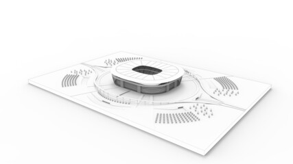 3D rendering of a stadium building architecture structure isolated on white background © Sepia100
