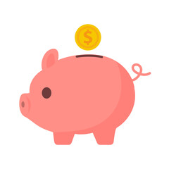 Piggy Bank Icon in Flat Style with Beautiful Gradient Isolated on White Background. Financial Icon, Economy Sign. Vector illustration.