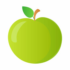 Green Apple in Cartoon Style Isolated on White Background. Flat Single Fruit. Bright Artwork. Vector illustration.
