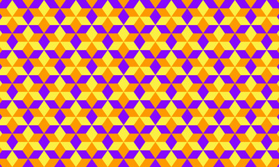 Geometric pattern of a combination of three colored squares_orange purple light yellow_Graphic material