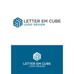 CUBE WITH LETTER EM LOGO