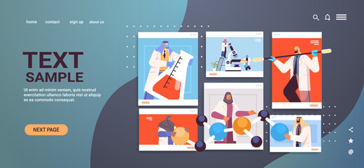 arab researchers working with test tubes in web browser windows arabic scientists making chemical experiments in lab