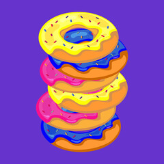 Blue,pink,yellow donuts