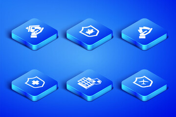 Set Plane with shield, House insurance, Health, Piggy bank and Hand holding fire icon. Vector