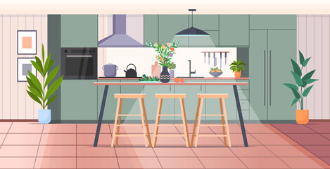 Modern kitchen interior empty no people house room horizontal