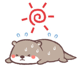熱中症のカワウソと太陽