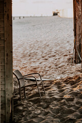 An empty chair on the beach
