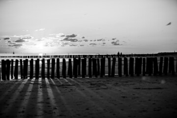 Sunset at a pier at the beach