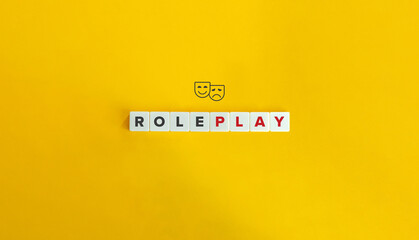 Role Play Banner. Block letters on bright orange background. Minimal aesthetics.