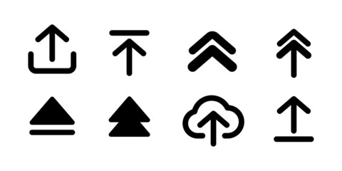 Upload symbol. Arrow icon set vector illustration in outline style