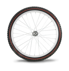 Rueda de bicicleta sobre fondo blanco. Bicycle wheel on white background.