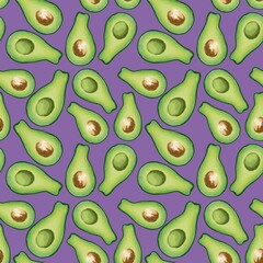 pattern with avocado in violet 