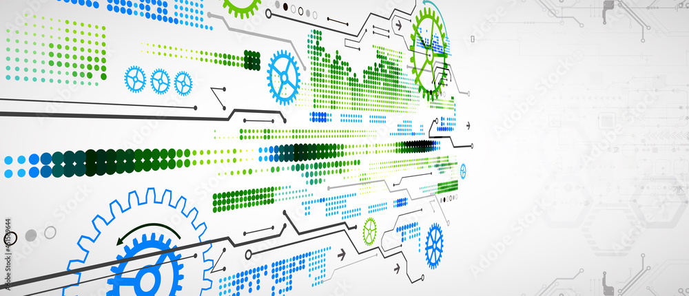 Wall mural abstract color vector background on a technological theme is created using many different technical 