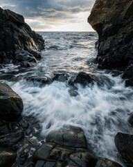 waves crashing on the rocks at Kullaberg in south sweden