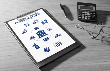 Personal loan concept on a desk