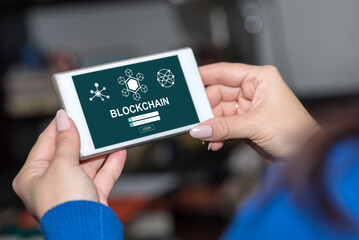 Blockchain concept on a smartphone