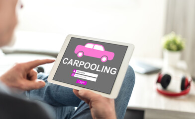Carpooling concept on a tablet