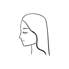 profile girls head in contour on the white background