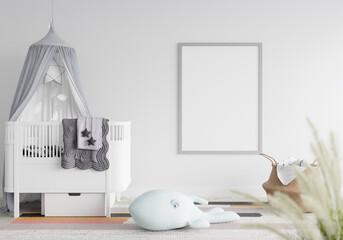 3D Mockup photo frame in Modern interior of children room