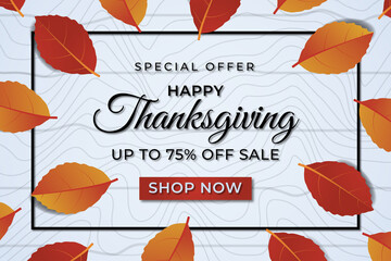 Thanksgiving sale background with leaves Premium Vector