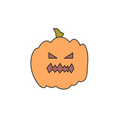 hand drawn doodle element for Halloween. jack o lantern, pumpkin candle. isolated vector illustration on white background