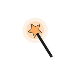 hand drawn doodle element for halloween. magic stick. isolated vector illustration on white background