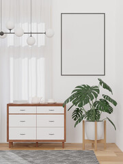 3D Mockup photo frame in Modern interior of dining room