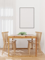 3D Mockup photo frame in Modern interior of dining room