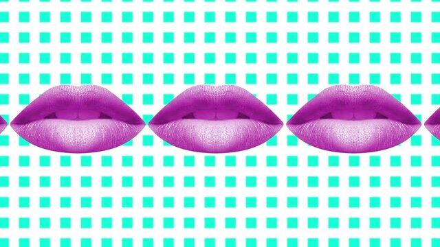 Minimal Animated Lips. Motion Lips Background.