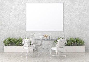3D Mockup photo frame in Modern interior of dining room