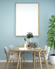 3D Mockup photo frame in Modern interior of dining room