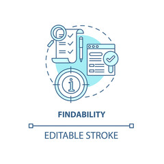 Product findability concept icon. UX principle abstract idea thin line illustration. Well-defined information architecture. Visitor needs. Vector isolated outline color drawing. Editable stroke