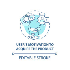 User motivation to product acquire concept icon. UX rule abstract idea thin line illustration. Speaking to client on emotional level. Vector isolated outline color drawing. Editable stroke