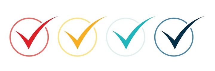 Check mark icon. Multi-colored check marks. The icon is accepted. Sign ok. Vector