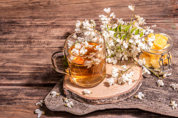 Tea from rose hips flowers, vitamin drink, hard light, dark shadow